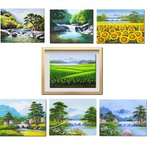 ( 그린 진품 그림 ) 물 풍경화그림 풍수에 꼭 걸어야 하는 산수화 풍경 생기 그림 액자 현관 거실 침실 복도 사무실 사업장 추천, 8번 그림