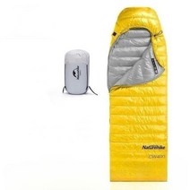 네이처하이크 초경량 구스 다운 페더 침낭 사계절 압축팩 슬리핑 기어 커플 사이즈, CWZ400 옐로우 L