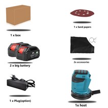 샌딩기 3 속도 무선 무작위 궤도 샌더 나무 그라인더 연마 makita 18v 배터리 용 사포로 전기 연삭, 협력사, 노란색