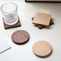 온통온유 우드 코스터 컵받침 원목 나무 티코스터 홈카페, 호두나무, 원형