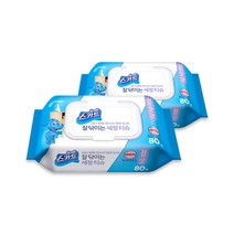 스카트 잘닦이는 세정티슈 80매 X 2팩, 2개