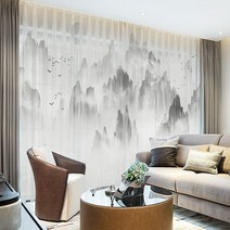 고급커튼 신 중국식 수묵 산수화 스트릿 응접실이 있다 서재 퀄리티 침실 명숙 부처님 창문블라인드 사렴 4810432860