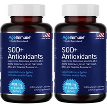 [알파리포산] SOD 산화 방지제 복합체 슈퍼옥사이드 디스뮤타제 400mg 알파 리포산 녹차 추출물 L-아르기닌 라이신 AKG 면역 지원을 위한 비타민 A E가 함유된 노화 방지
