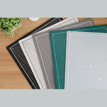 반투명 재단 스크래치방지 커팅매트 A4 책상깔개 모던, 화이트그레이