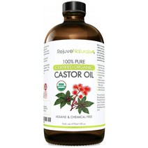 RejuveNaturals Organic Castor Oil (16oz Glass Bottle) USDA Certified Organic 100% Pure Cold Pressed Hexane Free. Boost Hair Growth for Hair Eyelas
