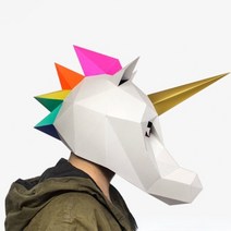 종이가면 페이퍼크래프트 도안 3D 모형 접기 DIY 페이퍼토이 동물 입체퍼즐 토끼 유니콘 여유 호랑이 말, F + 일반타입
