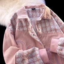 여성 야구점퍼 대형 houndstooth 스티칭 재킷 남성과 느슨한 트렌디 한 디자인 틈새 얇은 커플