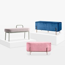 유씨엠 인테리어 컬러 2인 스툴, 코코러브 인테리어 2인 벨벳 원형스툴, 블루