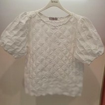 Latium 홈플러스몰06 여름 반팔 라운드 엠보싱 퍼프 소매 티블라우스 T2323bl26