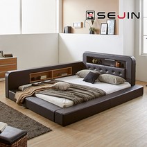 세진침대 제우스 LED저상형침대 + 솔리드본넬매트리스, 초코브라운