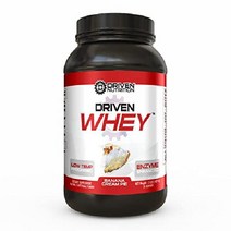 Driven WHEY- 잔디 사육 유청 단백질 파우더 맛있고 깨끗한 셰이크- BCAA와 소화 효소가 첨가된 23g으로 근육 회복 개선(카라멜 라떼 2 lb), 2파운드(1팩), 바나나 파이