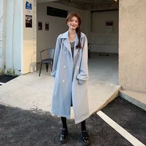 SKELLEN 버튼 트렌치 코트 가을 여자 복식 유행 신상품 얇은 긴 팔 외투. 키 작은
