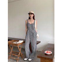 Banhany 매도우 캐주얼 체크 멜빵 점프수트 2color