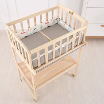 원목 기저귀교환대 기저귀갈이 수납 다기능 아기 옷걸이 거치대, 전원목 아기 침대기저귀데스크+블랙캣경장케어패드