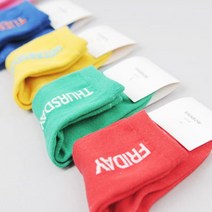 비비드 컬러 요일양말 아기 빨간 양말 초등생 데일리