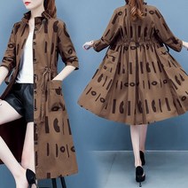 스타일아유 여성 봄 가을 슬림 롱 패턴 원피스형 스트링 트렌치코트 오피스룩 [AYA8JP0010]