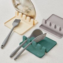 [리본제이]어썸 실리콘 조리도구 받침대 냄비뚜껑 거치대 국자 받침대, 조리도구 받침대(그린)