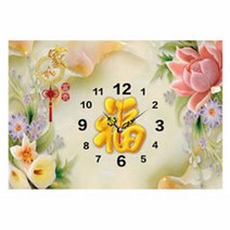 보석십자수 3D 꽃 시계 DIY 인테리어 소품 선물+행운십자수 PW1172, 100x65cm