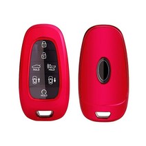 R RUIYA Key Fob 커버 케이스 프로텍터 2020-2022 현대 투싼 NX4/산타 크루즈/이오니크 5/산타페 TM/ 소나타 DN8/스타리아/ 넥소 TPU 쉘 홀더 원격 키, Red