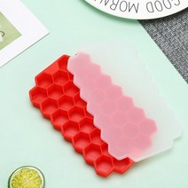 슬러시 메이커 만들기 벌집 스 큐브 트레이 재사용 가능한 실리콘 스 큐브 몰드 팡팡, 빨간 뚜껑