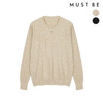 [머스트비] 여성 큐빅 리본 진주 장식 니트