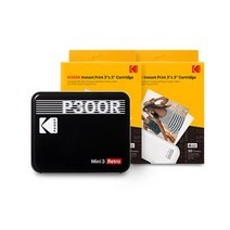 코닥 미니 3 레트로 휴대용 포토프린터 블랙 + 카트리지 60p 세트, P300R(블랙)