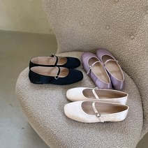 새틴 스트랩 플랫슈즈 스퀘어 메리제인플랫 1cm