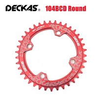 자전거 MTB 로드 체인 링 링크 스기노젠 Deckas 104bcd 체인 링 타원형원형 와이드 좁은 체인 휠 산악 32t-52t 크랭크 셋 치아 플레이트 부품 104 bcd, 32t, 104bcd 라운드 레드