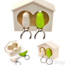 버드 열쇠고리 화이트 케이스 세트 그린+화이트 귀여운키링 가방고리인형