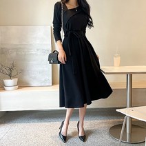 [미나그램] 마르젠 언발 보트넥 플레어 롱원피스