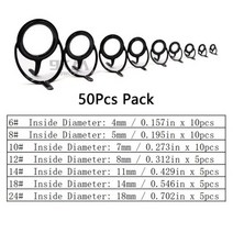 낚싯대 수리 키트 스피닝 로드 빌딩 부품 스테인리스 스틸 캐스팅 가이드 교체 세트 4 ~ 38mm 100 개, Size 6-24 50Pcs