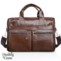 힐링그래스 소가죽 지퍼포켓 서류가방 비즈니스가방 회사가방 HGLO1027BR, 브라운