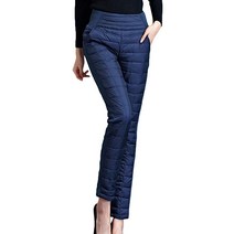 Yeokou 여성용 겨울 하이 라이즈 퀼트 윈드브레이커 패딩 다운 팬츠 바지 블랙. Medium