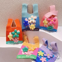 데일리 컬러 욜로 플라워 니트백 골프공 파우치백 토트백 손가방 소품가방
