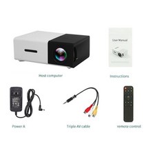 미니 빔프로젝터 LED 480x272 픽셀 지원 1080P HDMI USB 오디오 휴대용 홈미디어 비디오 플레이어, 협력사, 검은 색, EU 플러그
