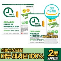 프리미엄 식물성 인지질 대두 레시틴 100% 포스파티 딜 콜린 식약처 인증 혈관건강 래시틴 혈행관리, 2개(6개월분)