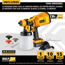 전동공구 HVLPSpray 건 dsg55k1dsgg20k2 고출력 전기 페인트 분무기 3 노즐 및 800 ml 대용량 HVLP 다이나믹 에어쿠션 데코 스프레이 용이, Ukraine+DKSG20K2