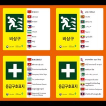외국인 노동자용 경고스티커 16개 언어 안전보건표지 스티커 (표시), 비상구