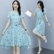 ROGBID 봄여름 지훈법 하이웨이스트 도트 쉬폰 원피스 허리를 잡아주고 날씬해 보여요