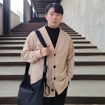 디센도 남성용 봄가을 오버핏 니트 가디건
