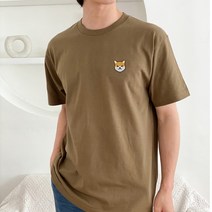 멋지군 기본 핏 라운드 시바 자수 17수 면 반팔 티셔츠
