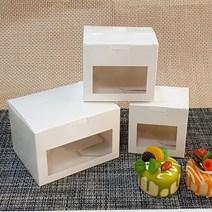 원터치 화이트 선물상자 / 조각케익상자 포장박스 쿠키 블루 머핀 마카롱 떡상자 타올상자, 1장, 투명창 화이트상자 (1호)