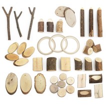 오꿈 천연나무조각 모음, 37 대나무링 미니 85입, 1