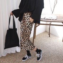 도트 호피 H라인 밴딩 롱 스커트
