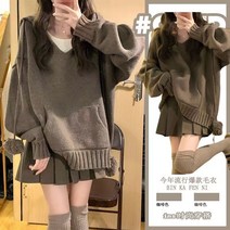 겨울골프스커트 테니스 주름 플리츠 빅사이즈 스커트 부드러운 착용 여성 틈새 후드 니트 스웨터 투피스 세트