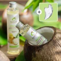 [2병/괄사사은품] 트로피카나 100% 유기농 프리미엄 코코넛 에센스 임산부 튼살 관리 오일 + 크리스탈 괄사 세트, 100ml