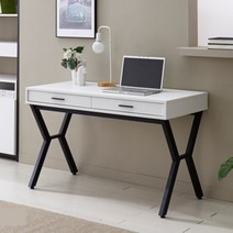 모던 X자 서재 서랍형 철제 책상 1200 (5색) 중고생 1인용 아들방 가정용, 화이트