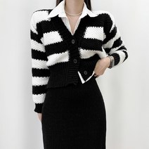 티데일리 여성용 단가라 크롭 니트 가디건