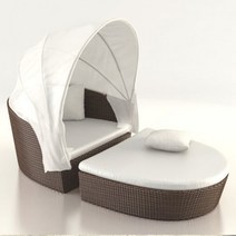 야외 테라스 썬베드 원형 라탄 침대 빌라 야외수영장, 단일 페달