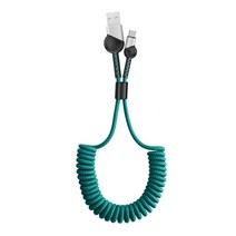 2A 빠른 충전 케이블 스프링 데이터 케이블 C 타입 C에서 USB 충전기 휴대 전화 용 충전기, 녹색